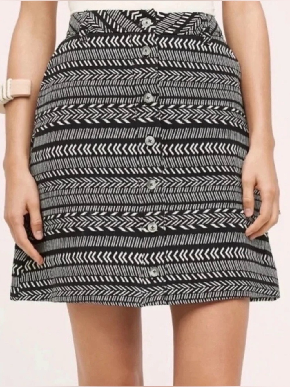 maeve black and white patterned skirt